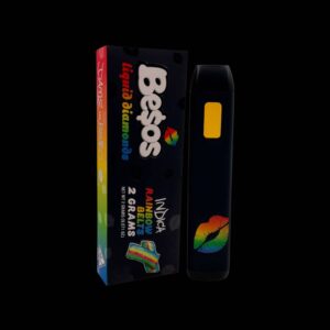 Besos Carts Rainbow Burst vape cartridge featuring a vibrant fruity candy-inspired rainbow flavor profile in a sleek premium cartridge design