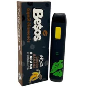 Besos Carts Choco Banana vape cartridge featuring a rich blend of chocolate and banana flavors with a sleek premium cartridge design