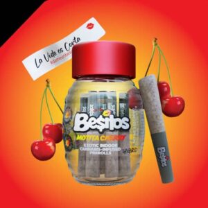 Besitos Motita Cherry preroll featuring a sweet juicy cherry flavor profile in a premium pre-rolled joint with smooth and even burn
