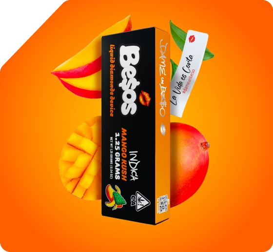 Mango Kush cannabis product with tropical mango flavor profile and premium quality packaging design